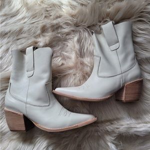 100% leather cowgirl inspired booties midi length